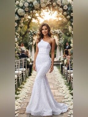 White Backless Assymmetrical Neck Sleeveles Mermaid Maxi Gown